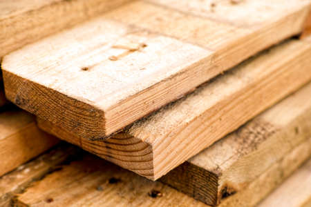 Close-up of stack of wooden planks