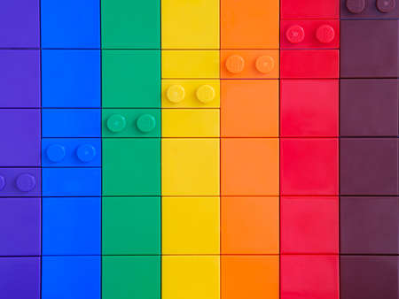 Tambov, Russian Federation -August 12, 2021 Lego rainbow backdrop.のeditorial素材