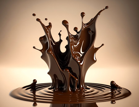A splashes of melted chocolate. .Created with Generative AI.の素材