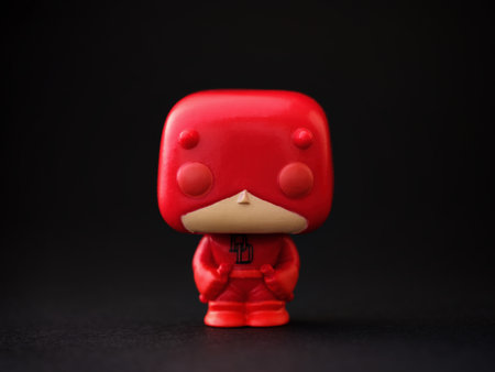 Tambov, Russian Federation - August 10, 2024 Daredevil Funko POP Mini Vinyl Figure on a black background.のeditorial素材