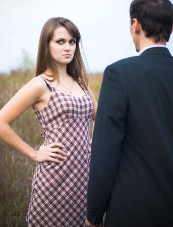 Young woman looking offended の写真素材