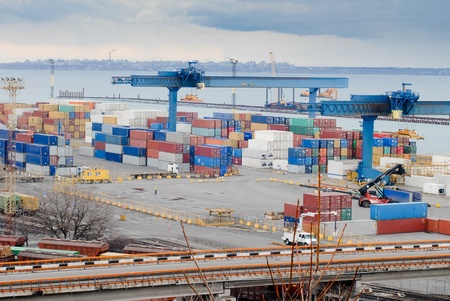 Odessa international sea port  with containersのeditorial素材