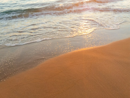 Colorful natural sunset shoreline, ocean beach scenery outdoors background