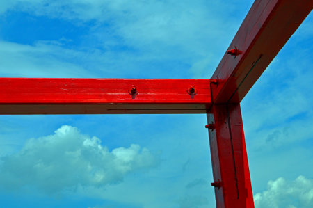 Contemporary art on the background of the sky in Ivano-Frankivsk, April 24 2018, Hrushevsky Street, Ukraine. Selective focus. Large space for writing. Editorial photoのeditorial素材