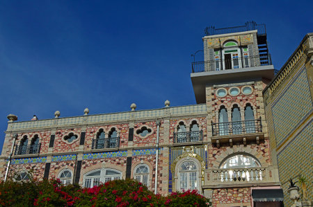 Palace of the Fountain d'El Rei (Palacete Chafariz d'El Rei) - Lisbon, Portugal. Novembre 01, 2018. Eclectic building of neo-moorish style dating from end of XIX, serves as home boutique hotel. Editorial photoのeditorial素材