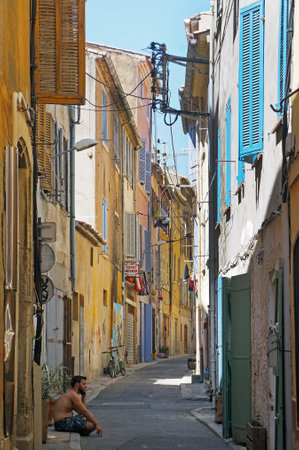 Street in the old part in the city of Ciotat, Azure shore, France. July 26, 2020. Editorial photoのeditorial素材