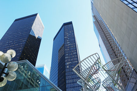 Modern architecture of the central pedestrian street in Downtown Calgary in Canada