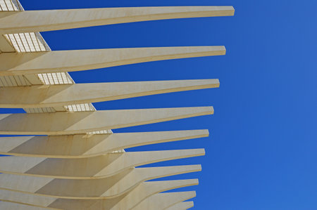 Public art on the Palm promenade near Muelle Uno avenue in Malaga, Spain