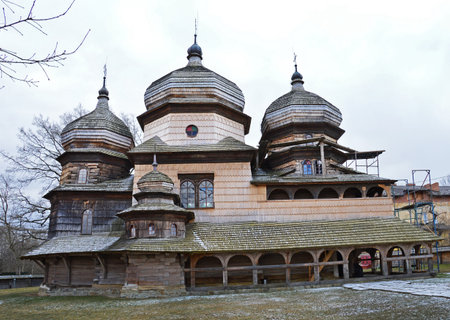 Wooden Church of St. George, 15th century, in Drohobych, Lviv region, Ukraineの写真素材