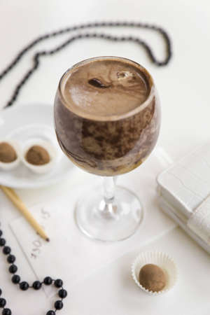 The glass of chocolate cocktailの写真素材