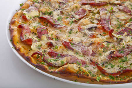 Pizza and italian kitchen isolated on white background. の写真素材