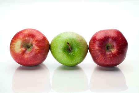 three apples on white isolatedの写真素材
