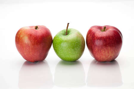 three apples on white isolatedの写真素材