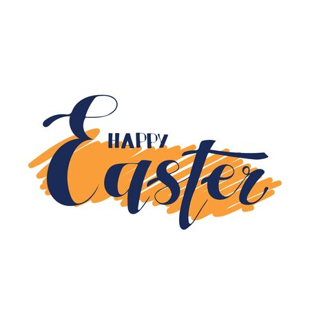 An Easter logo in dark blue color on orange spotのイラスト素材
