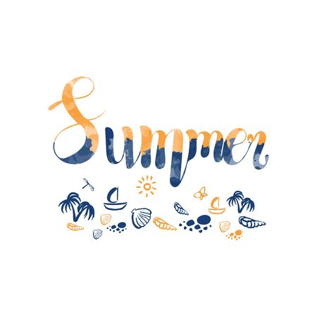 Summer logo with decorative elementsのイラスト素材