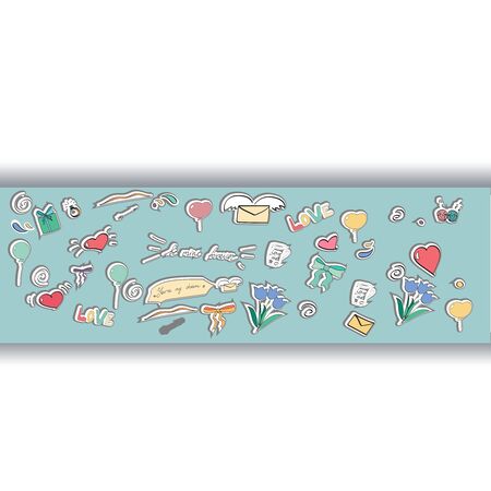 Doodle love postcard with elementsのイラスト素材