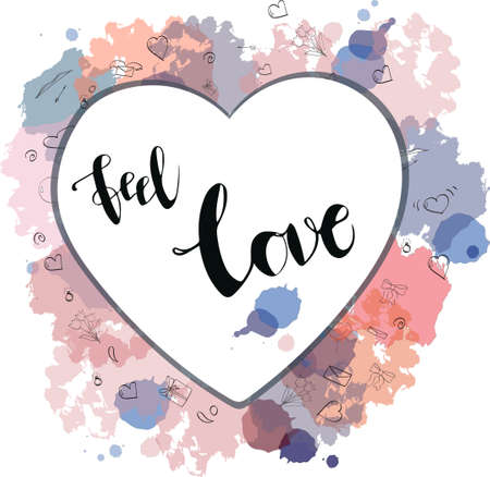 A love card with watercolor spots and elementsの写真素材