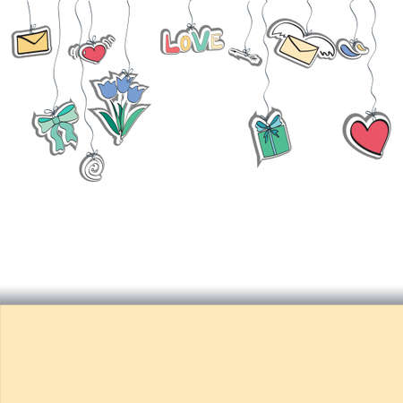 Doodle love postcard with elementsのイラスト素材