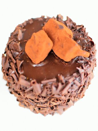 Chocolate cake on white background.の写真素材