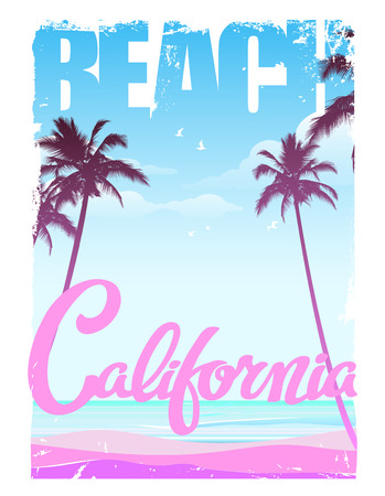 california beach lettering, print designのイラスト素材