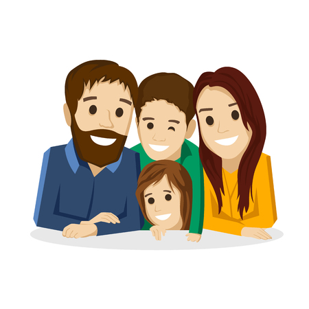 Family with children on a white background.のイラスト素材