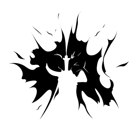 comedy and evil theatrical masks faces iconのイラスト素材