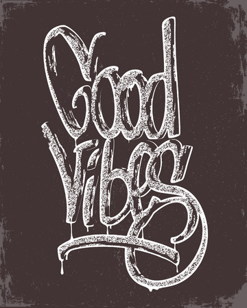 Hand drawn calligraphy lettering inspirational quotes good vibes.のイラスト素材