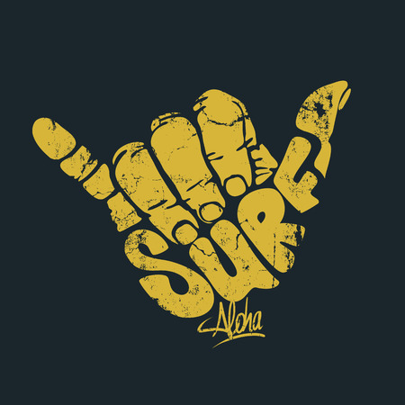 Surfing hand sign printのイラスト素材