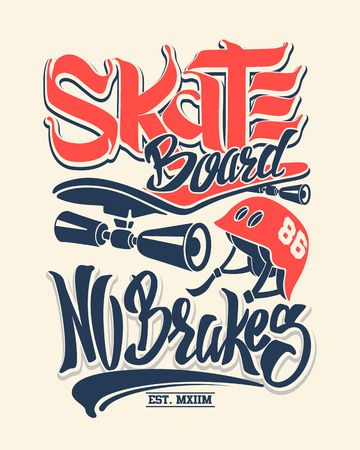 Skate board no brakes, t-shirt graphics, vectorsのイラスト素材