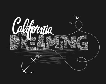 California dreaming typography, t-shirt graphics, vectorsのイラスト素材