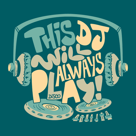 DJ headphone, typography and tee shirt graphics printのイラスト素材