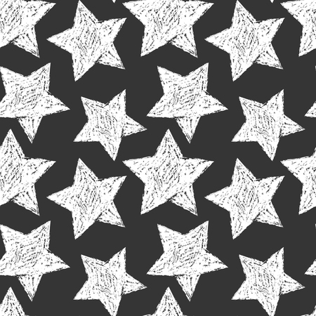 Seamless star pattern. Black and white print.のイラスト素材