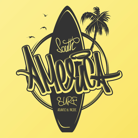 America surfing artwork, t-shirt apparel print graphicsのイラスト素材