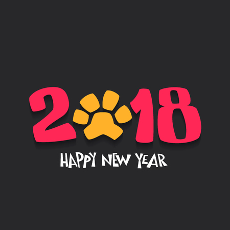Happy new year 2018 with dog track.のイラスト素材