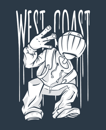 West Coast Guy Hip-Hop hand gesture. rap sign.のイラスト素材