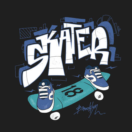 Skate board typography, urban t-shirt graphics, vectors.のイラスト素材