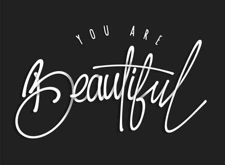 You are beautiful, lettering typography poster. Hand drawn vector illustrationのイラスト素材