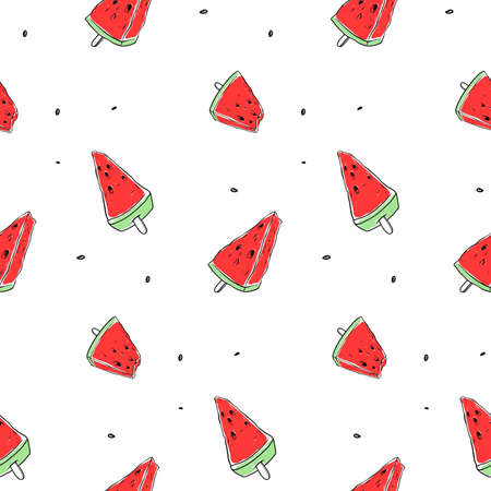 seamless pattern of fruit watermelon. Vector backgroundのイラスト素材