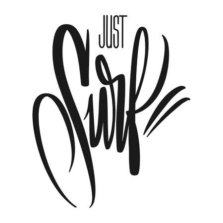Just Surf hand drawn lettering, print designのイラスト素材