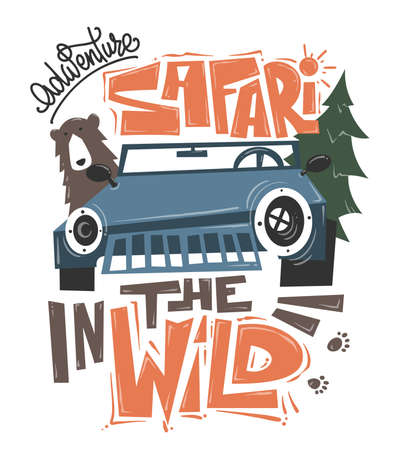 African safari adventure, t-shirt design, vector illustrationのイラスト素材