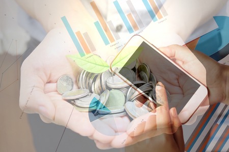 The concept for business growth. Businessman working and progressive financially.の写真素材