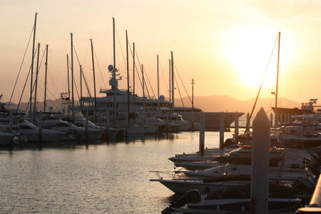 Sunrise at Yacht Marinaの写真素材