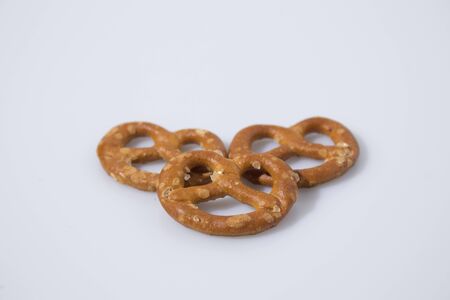 Salty snack brezel in a white background compositionの写真素材
