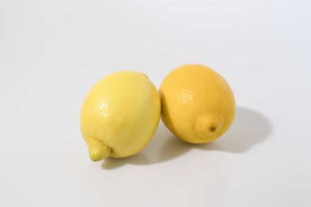 Couple of lemons in a white background compositionの写真素材