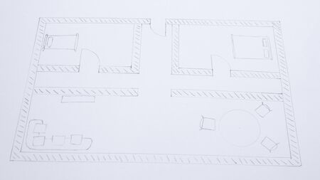 House project on a wite paper in a composition