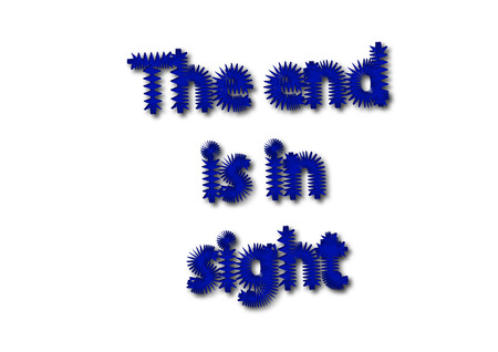 Illustration, idiom write The end is in sight isolated on a white background.