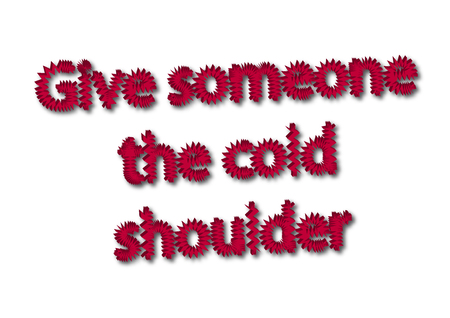 Illustration idiom write Give someone the cold shoulder isolated on a white background.