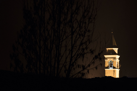 Church during night and lights compositionの写真素材