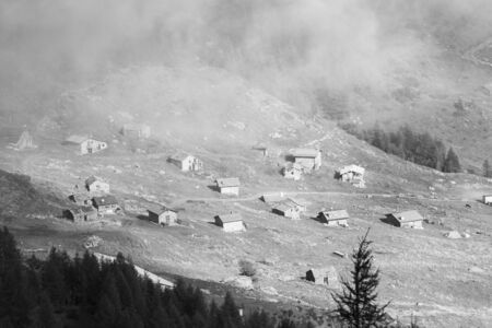 Black and white mountain landscapeの写真素材
