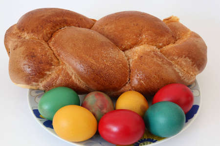 Easter cake with Easter eggsの写真素材